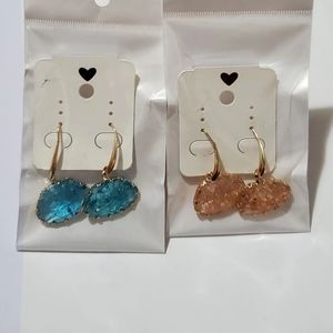 2 Pairs Of New Unique Shell Crystal Earr